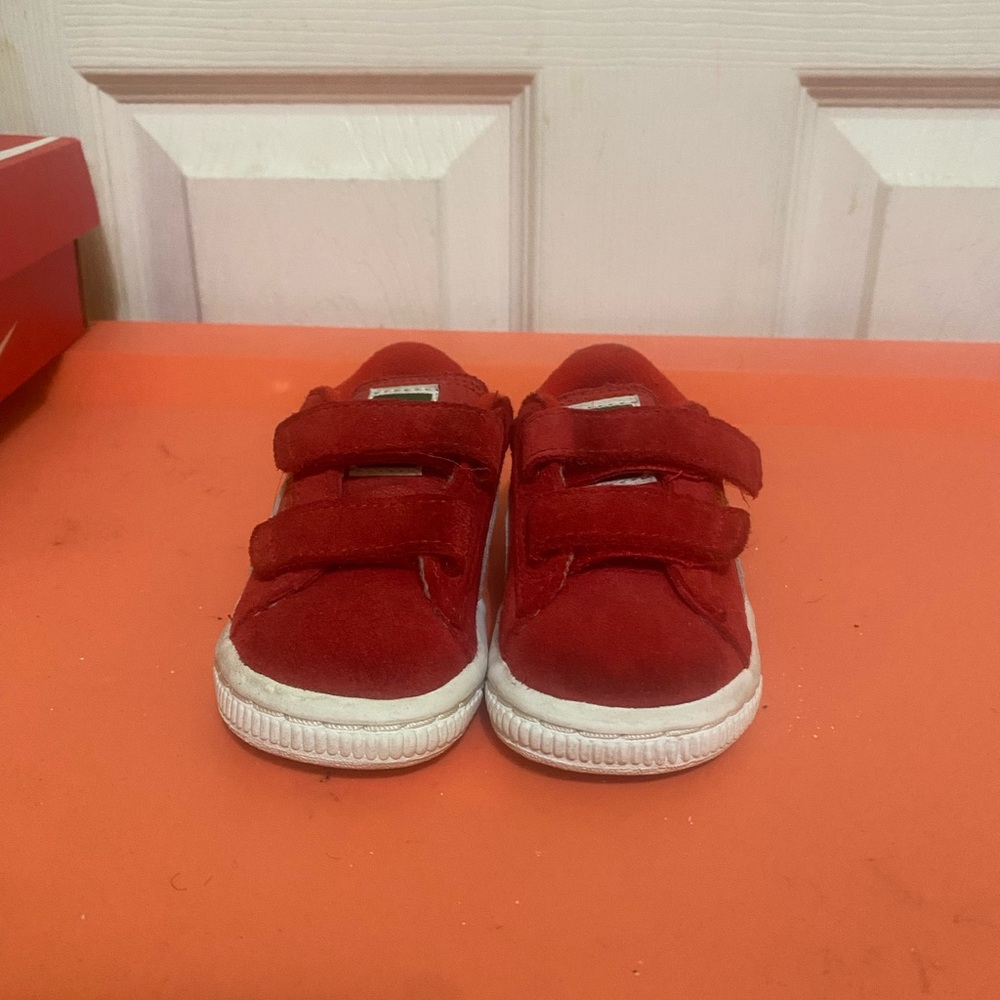 Puma Kids Red Velcro Sneakers